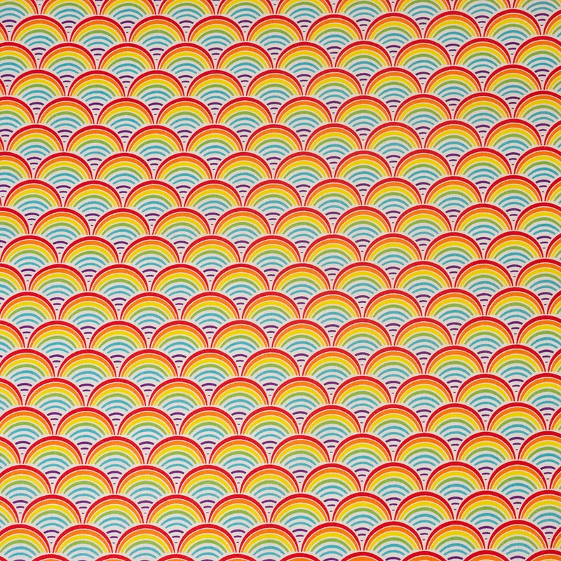 SINGER® Fabric, 100% Cotton, Rainbow Geo Scallops, Cut by the Yard
