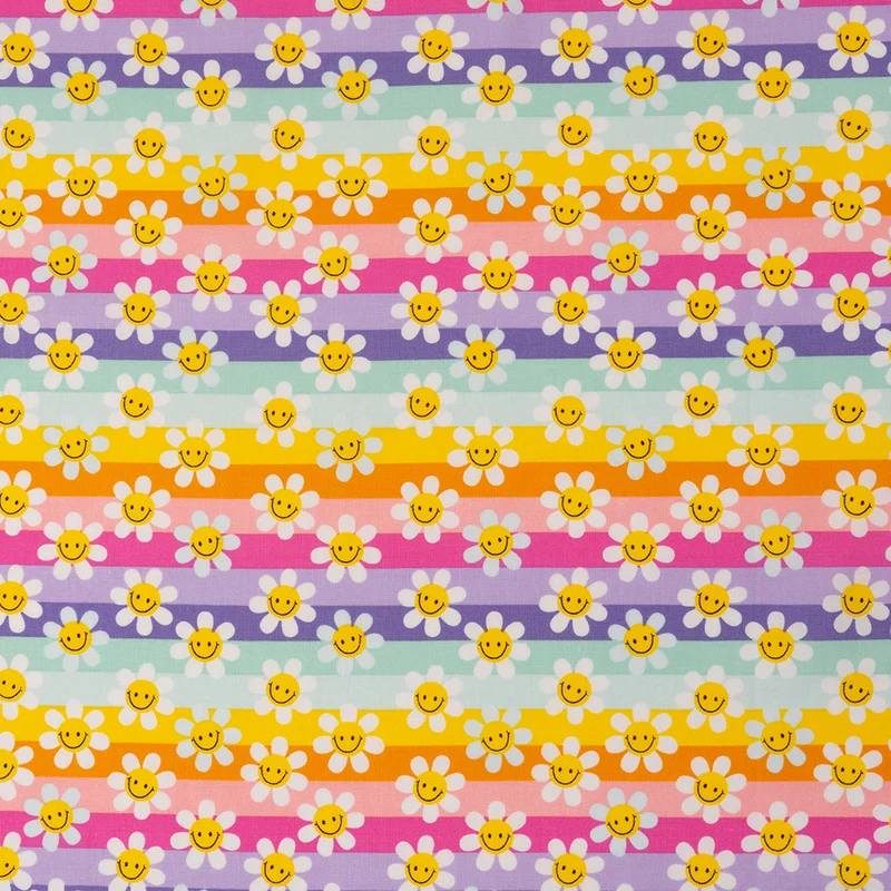 SINGER® Fabric, 100% Cotton, Modern Daisy Stripes, Cut by the Yard