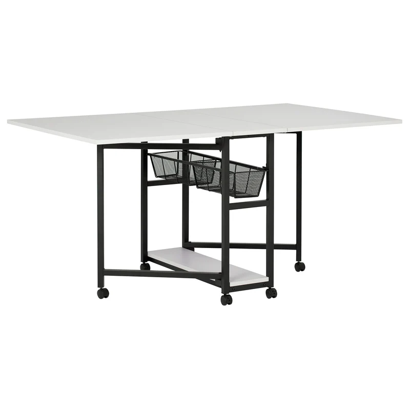 Mobile Fabric Cutting Table with Storage 30" Charcoal / White