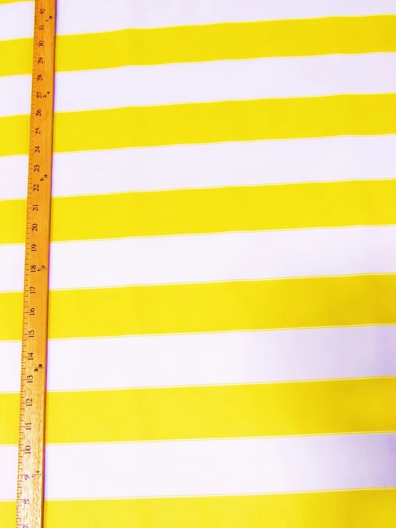 2 Tone Stripe Deck Canvas Outdoor Waterproof Fabric / Yellow/White / Sold By The Yard Closeout!!!
