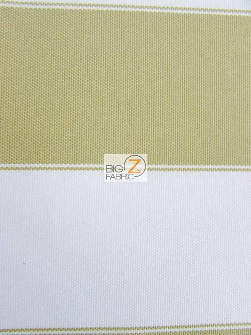 2 Tone Stripe Deck Canvas Outdoor Waterproof Fabric / Olive/Ivory / Sold By The Yard Closeout!!!