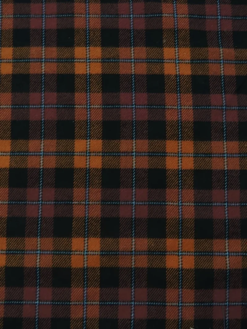 Tartan Plaid Uniform Apparel Flannel Fabric / Orange/Black / Sold By The Yard