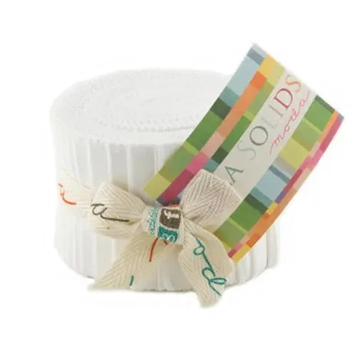 White Bella Solids Junior Jelly Roll Precuts