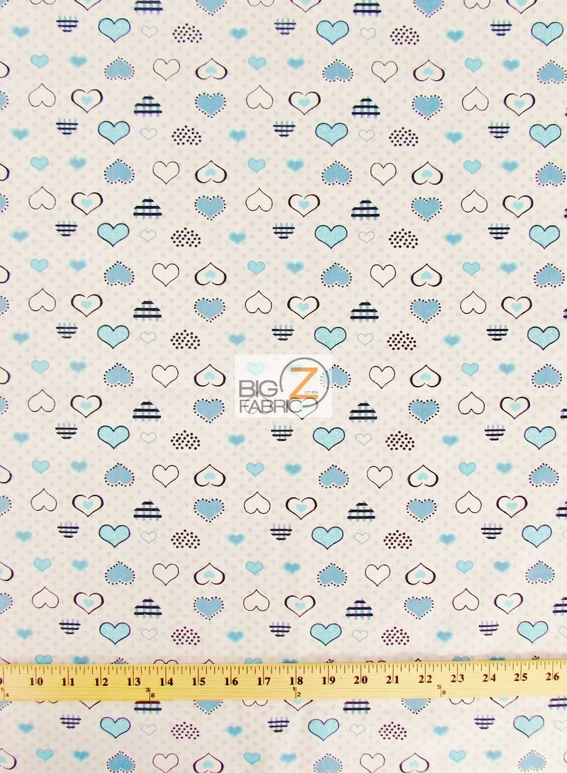 Love Dotted Turquoise Hearts Poly Cotton Fabric