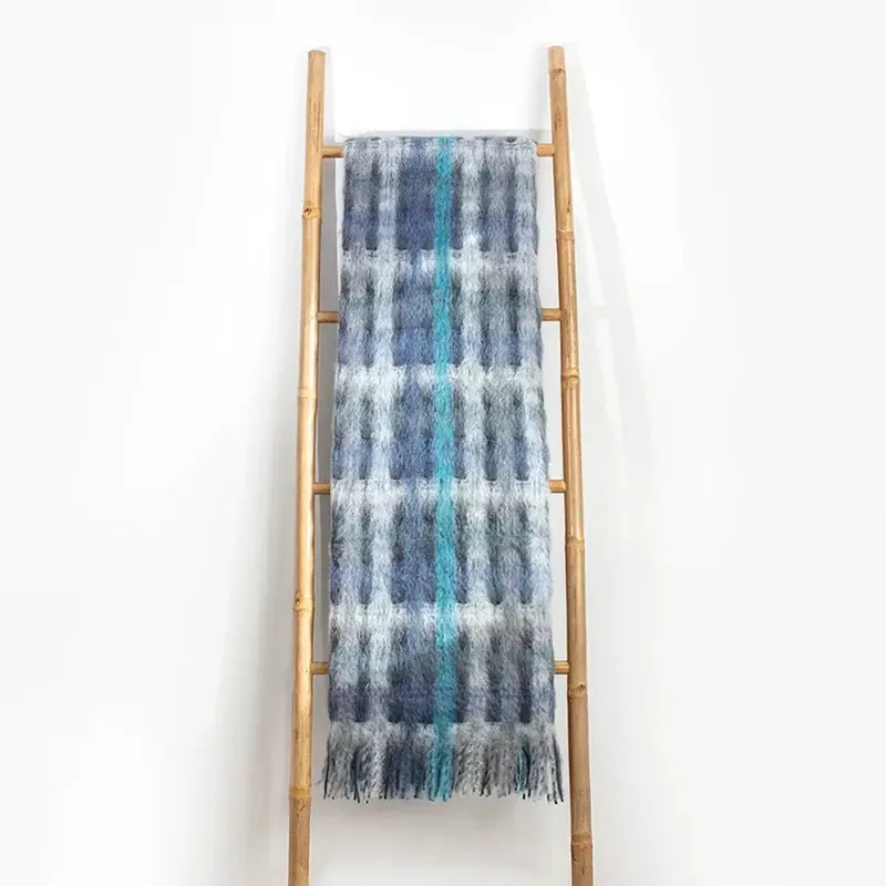 Manta Mohair Trama Azules