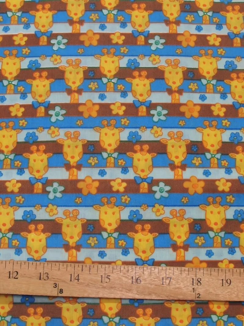 Animal Giraffes Blue Poly Cotton Fabric