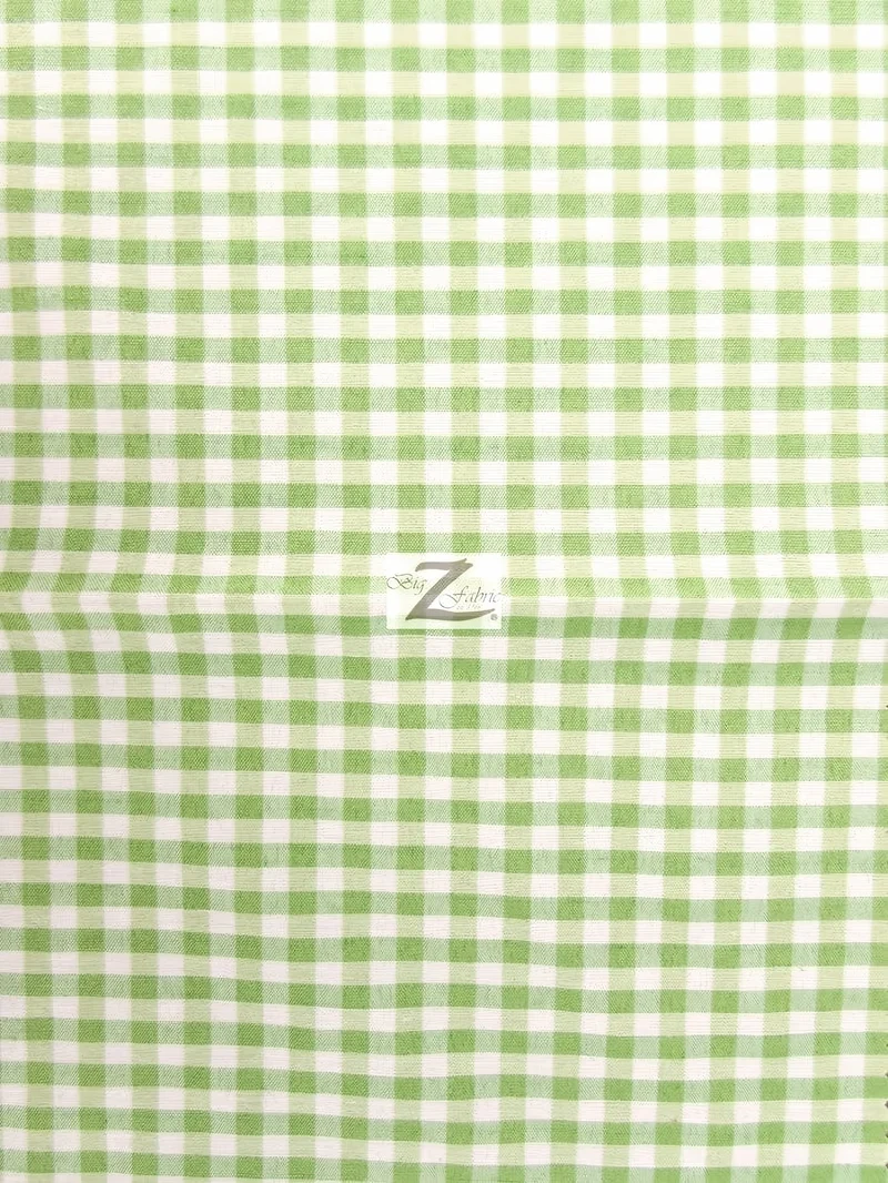 Mini Checkered Gingham Poly Cotton Printed Fabric / Mint / Sold By The Yard