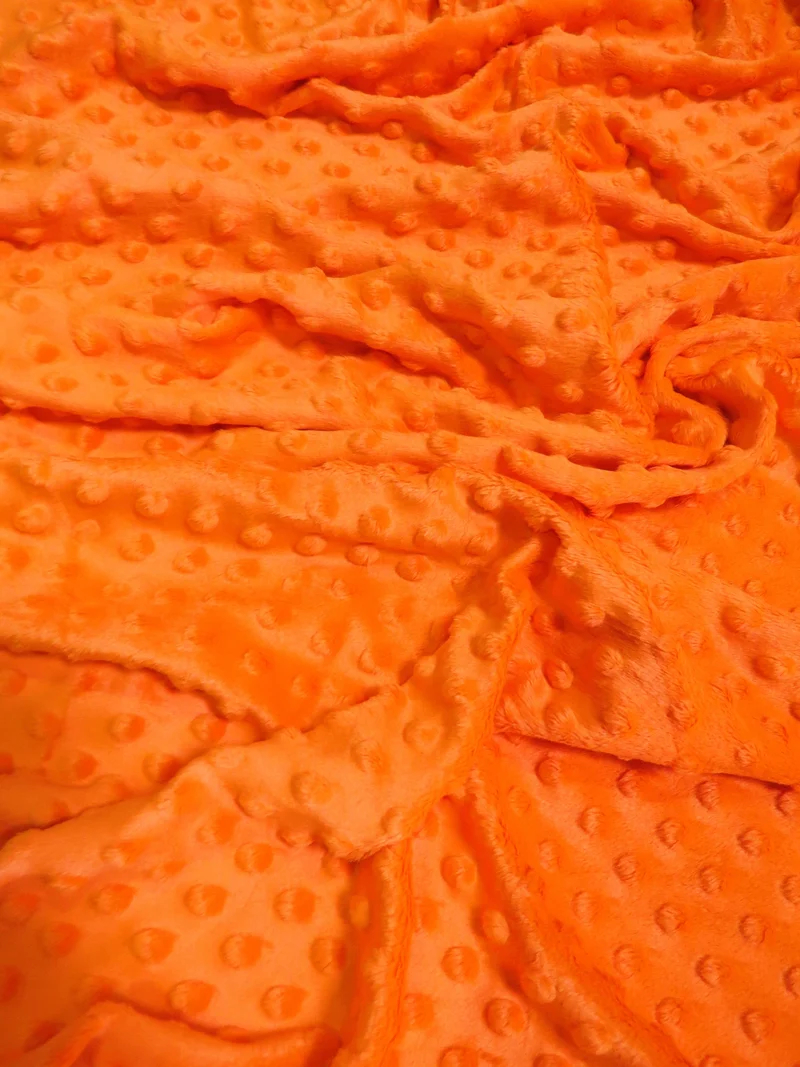 Neon Orange Minky Dimple Dot Baby Soft Fabric / Sold By The Yard