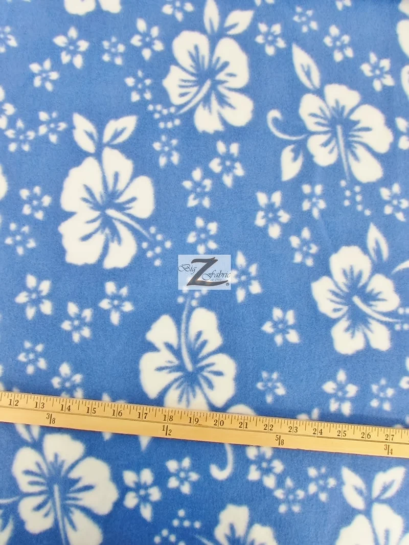 Flower Hawaiian Baby Blue Fleece Fabric