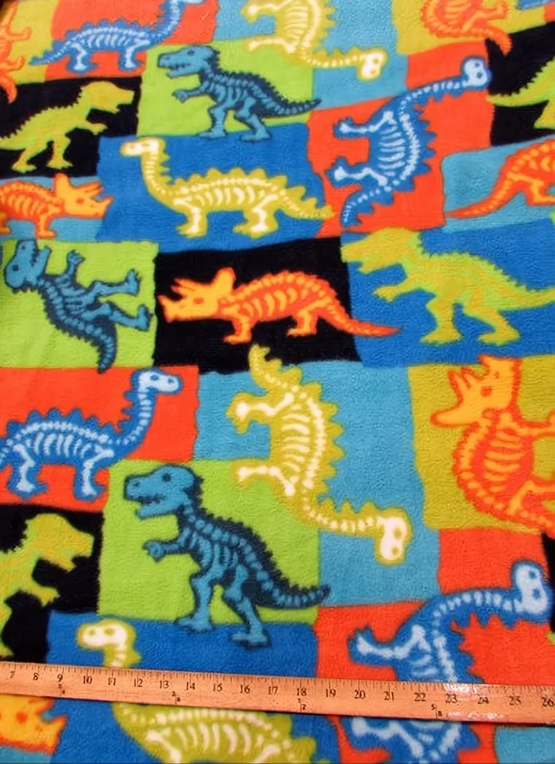 Dinosaur Fossils Multi-Color Fleece Fabric