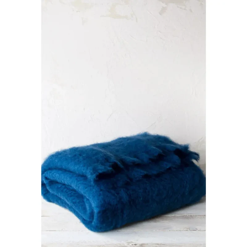 Manta Mohair Azul Blue