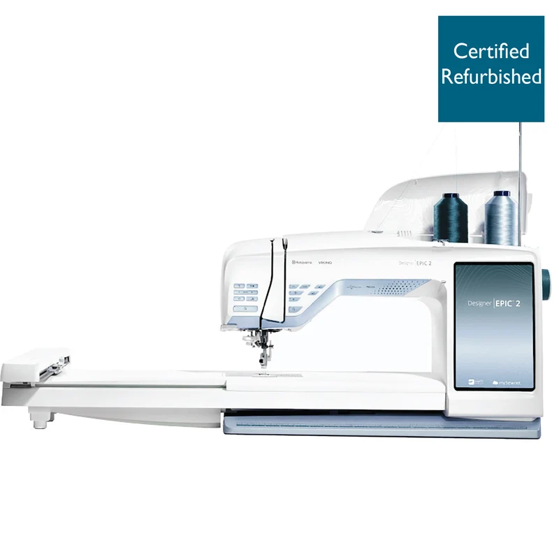 HUSQVARNA® VIKING® Refurbished DESIGNER EPIC™ 2 Sewing & Embroidery Machine in Indigo Ice