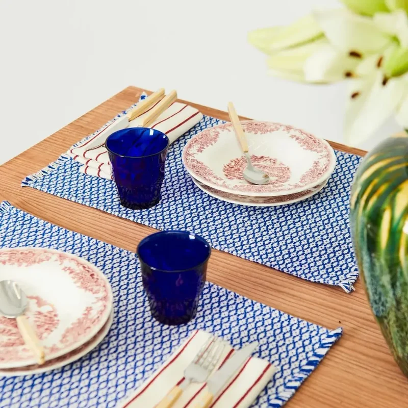 Mantel Individual Ojo de Perdiz Azul 2 Uds