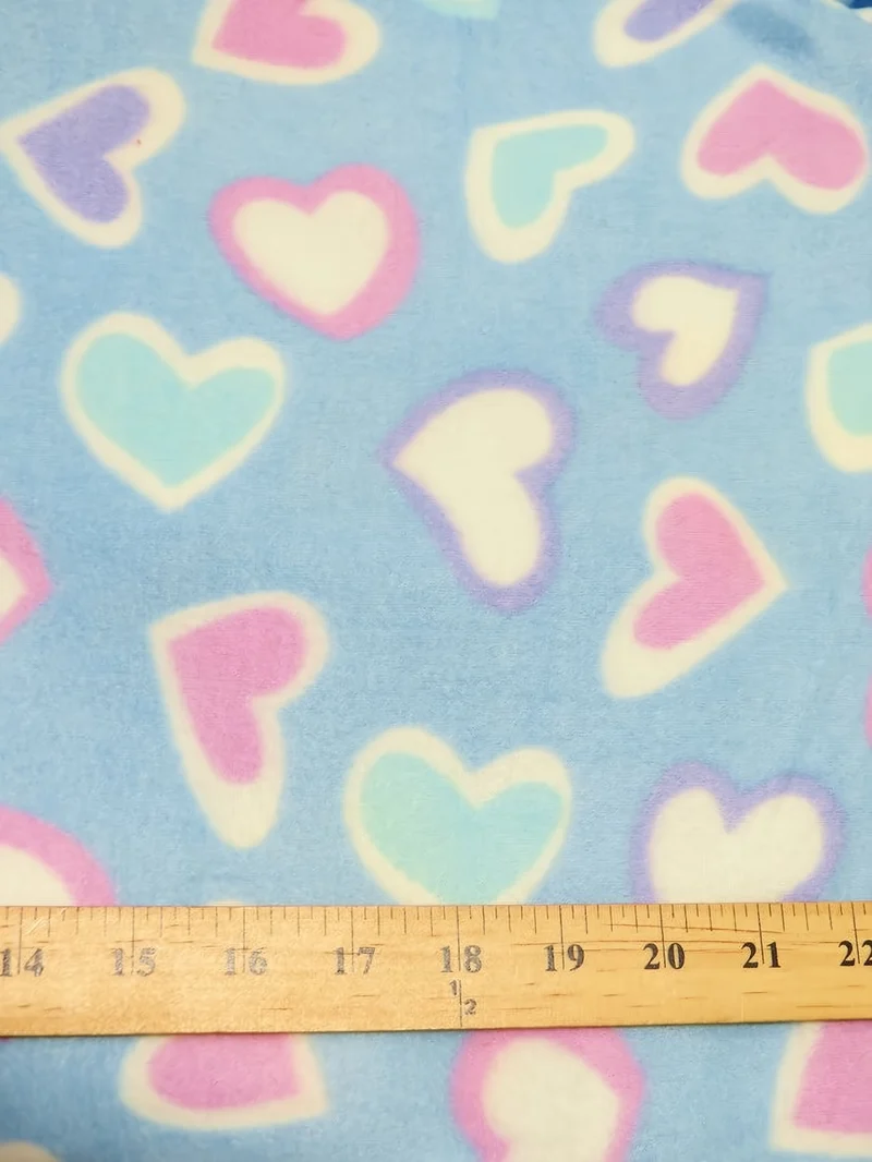 Faithful Hearts Blue Fleece Fabric