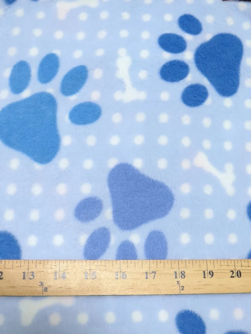Friendly Happy Paws Blue Fleece Fabric