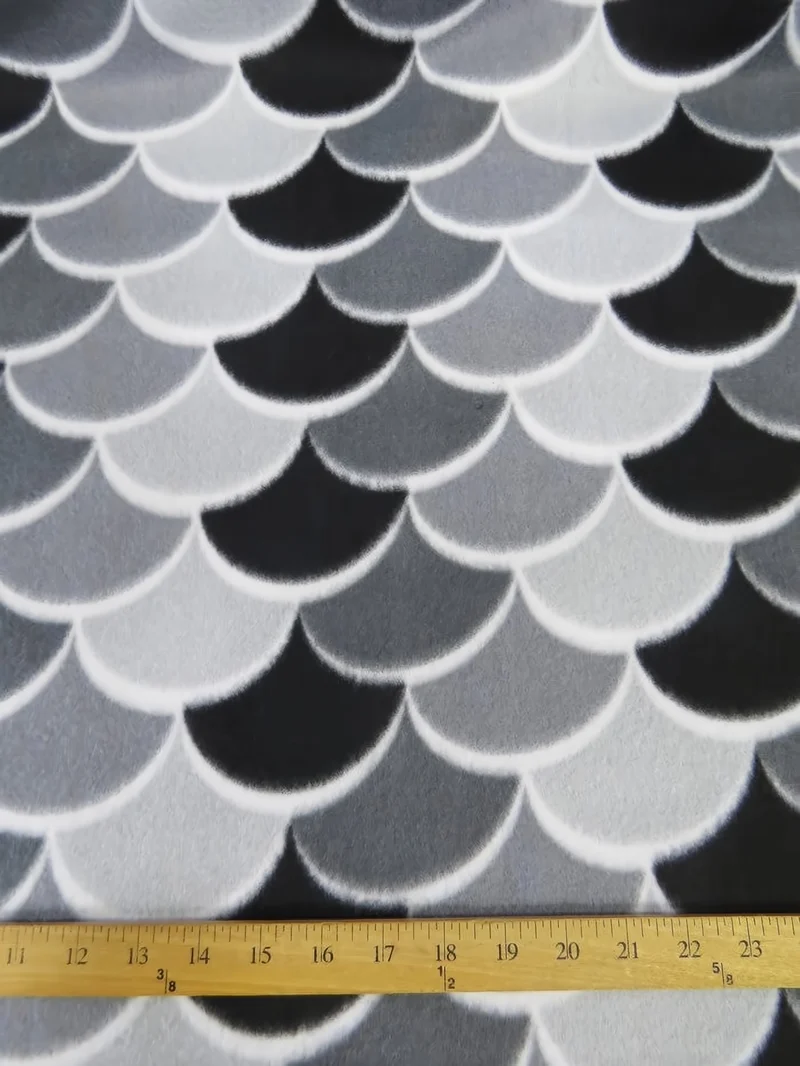 Midnight Fish Scales Fleece Fabric