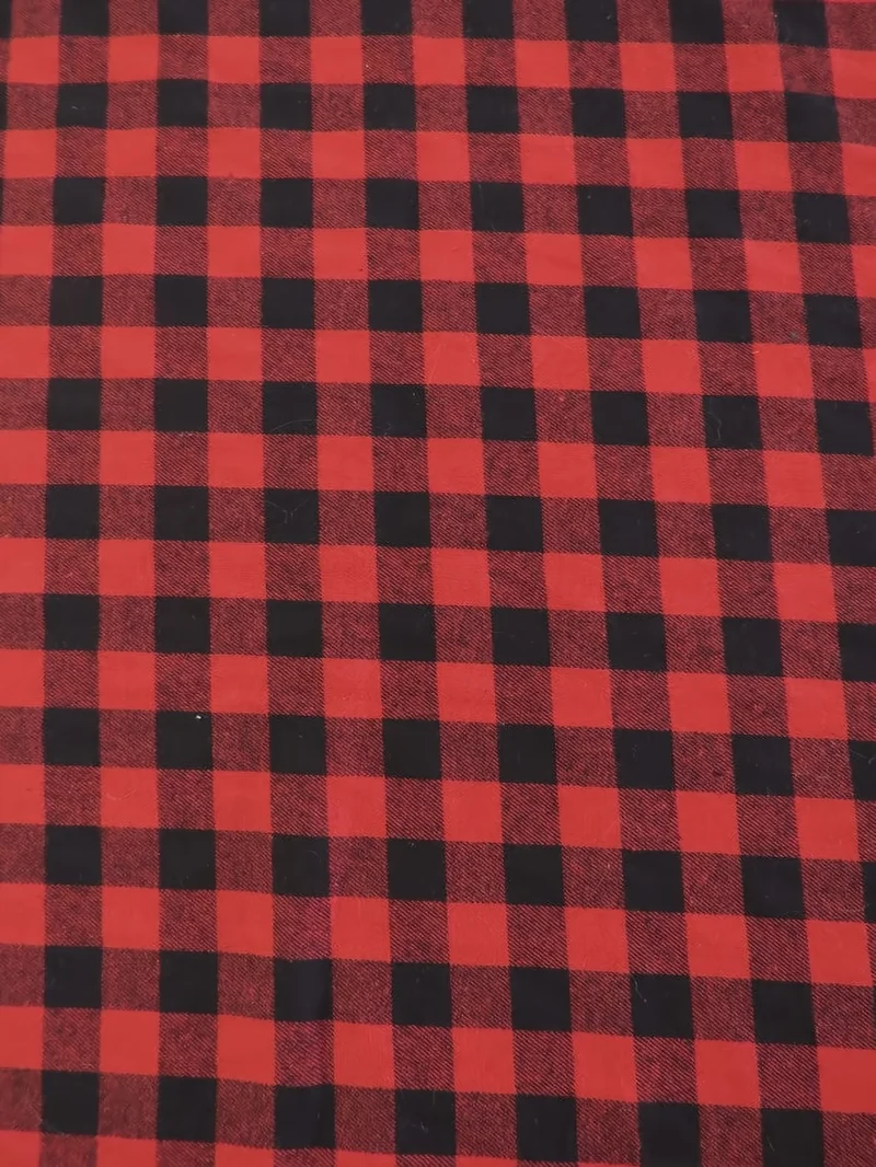 Tartan Plaid Uniform Apparel Flannel Fabric / Buffalo Red/Black / Sold By The Yard
