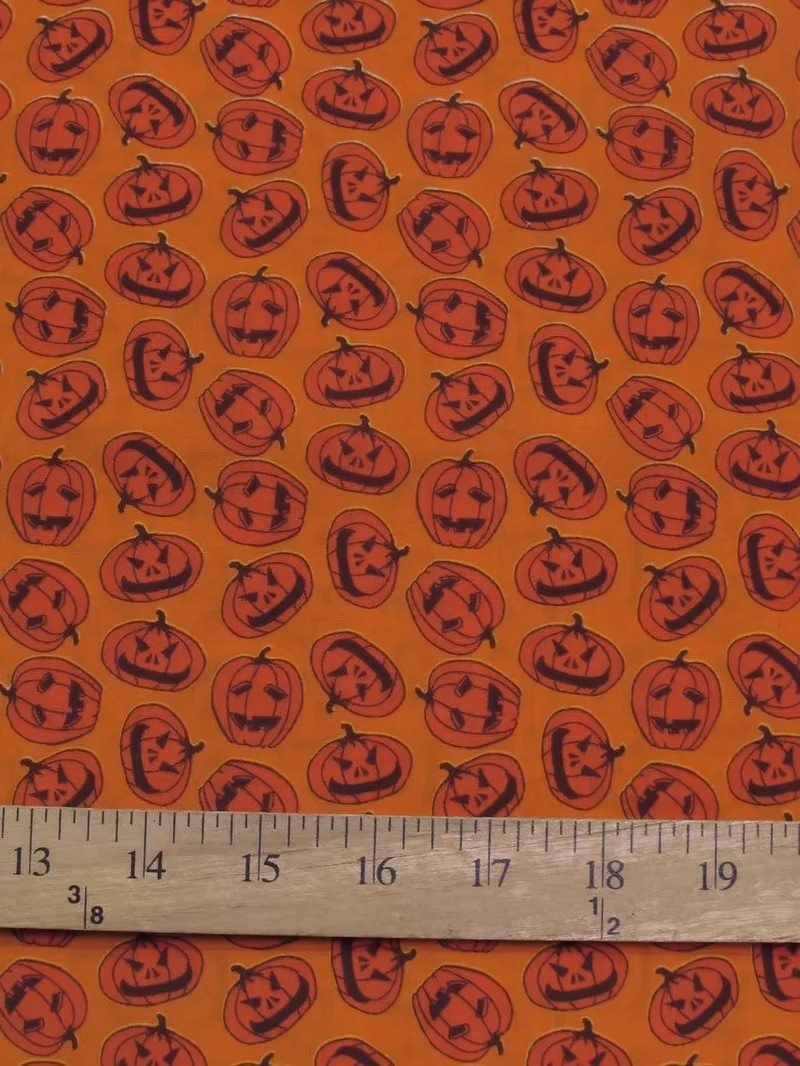 Halloween Pumpkins Orange Poly Cotton Fabric