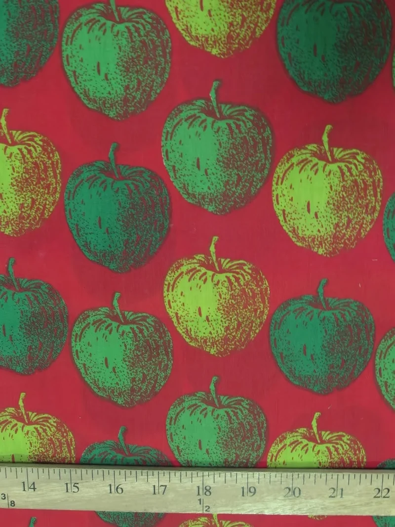 Haunted Apples Red Cotton Polyester Fabric