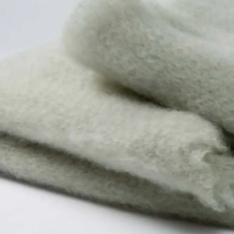 Manta Mohair Gris Verde