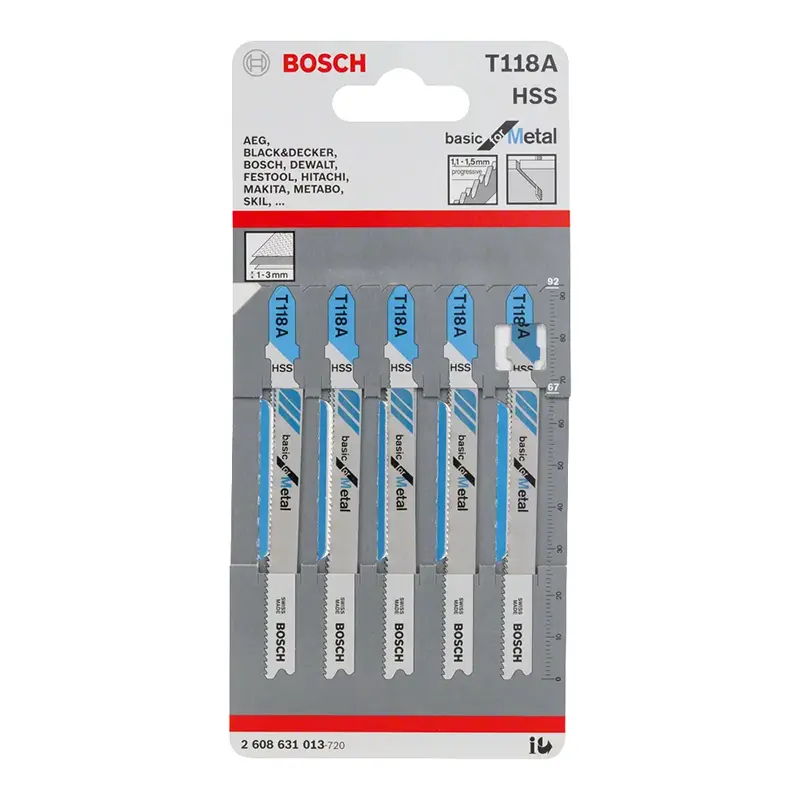 Juego de 5 Hojas de Sierra de Calar Bosch T 118 A Basic for Metal