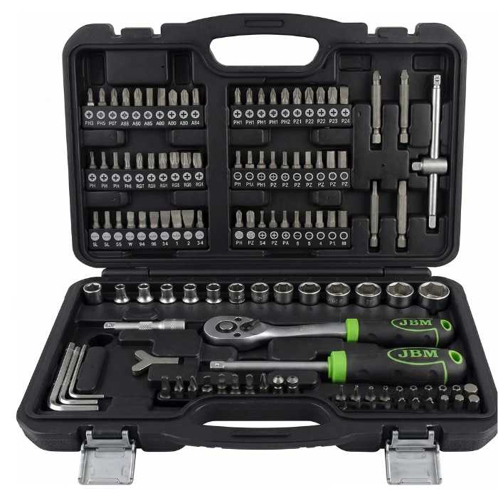 ESTUCHE DE PUNTAS Y VASOS CON CARRACA 1/4" 130PZS