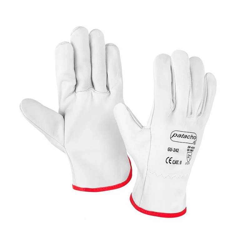 Guante de piel flor gris Patacho GU-242/10 T-10