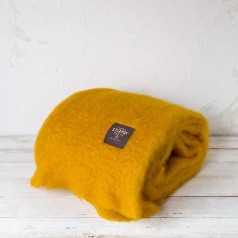 Manta Mohair Mostaza