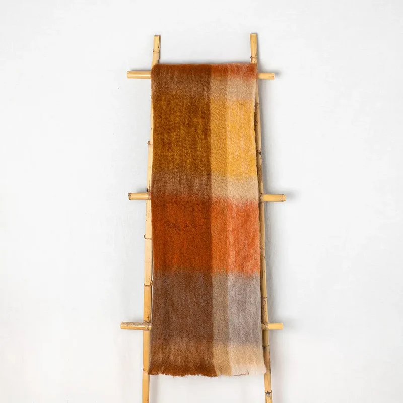 Manta Mohair Cuadros Marrones