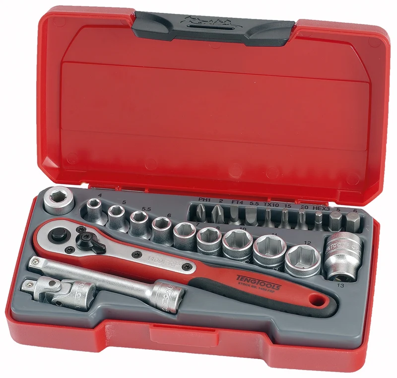 JUEGO DE LLAVES DE VASO TENGTOOLS 1/4" 24 PIEZAS