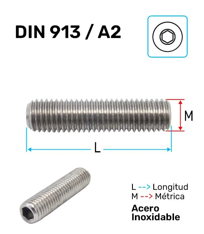 Espárrago Allen Acero Inoxidable A-2 D-913