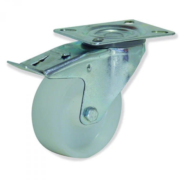 Rueda Gayner nylon soporte zincado giratorio con freno MPG4 34-090/FD
