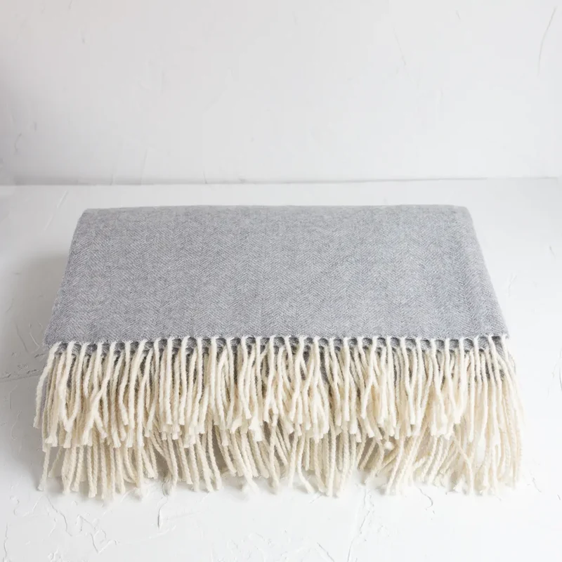 Manta de Lana Merino Gris Claro