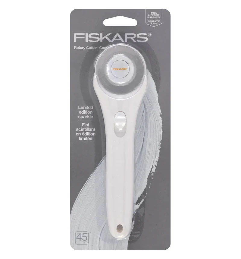 Fiskars 45mm Fashion Stick Rotary Cutter White Sparkle