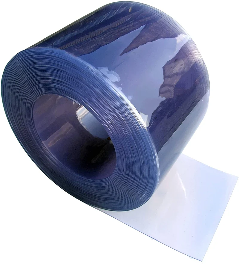 Rollo banda de PVC flexible gran frío de 50m transparente azulado 300x3mm