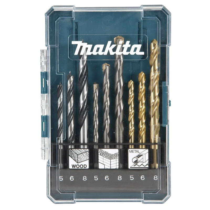 Estuche de 9 brocas Makita para metal, madera y piedra D-71962