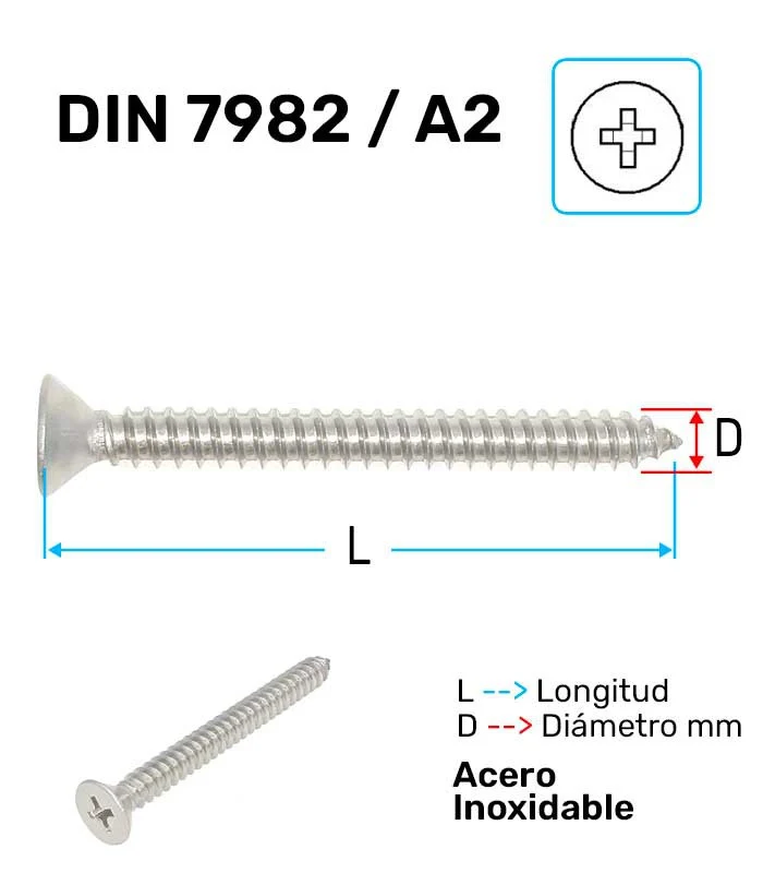 Tornillo Rosca Chapa Acero Inoxidable A-2 D-7982