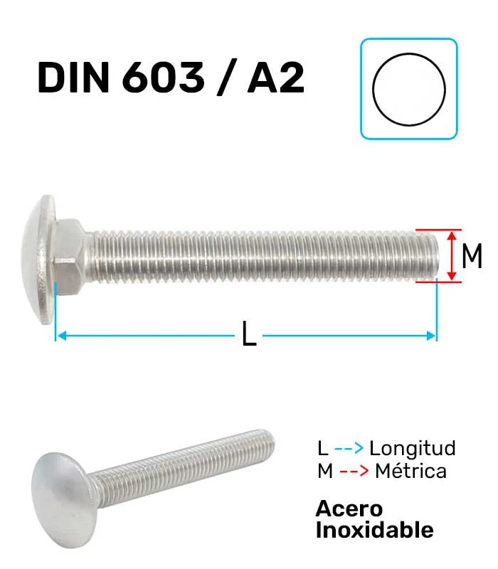Tornillo Cabeza Redonda Acero Inoxidable A-2 DIN 603