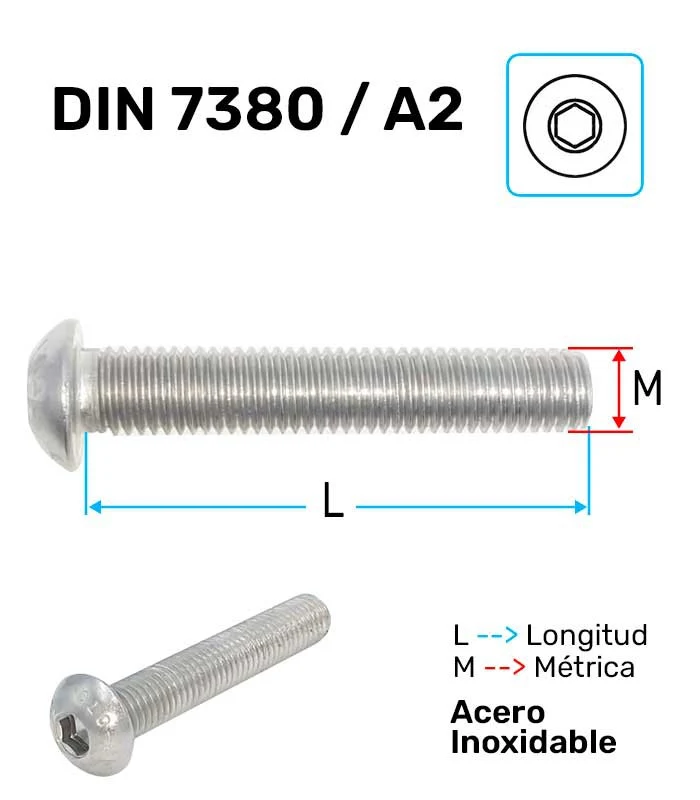 Tornillo Allen Acero Inoxidable A-2 ISO-7380