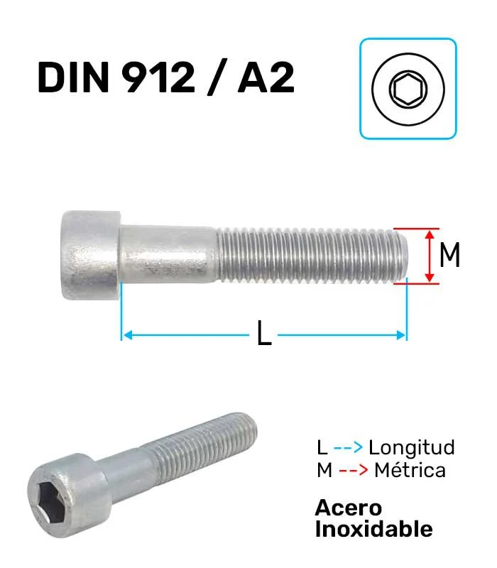 Tornillo Allen Acero Inoxidable A-2 DIN-912