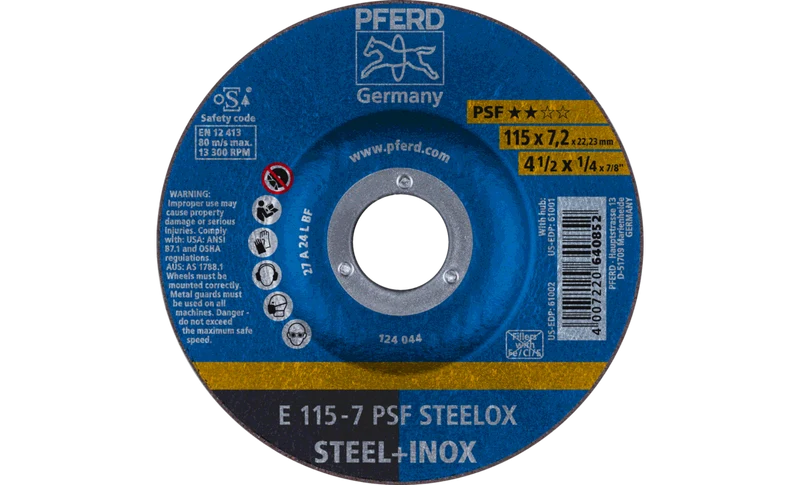 Disco de desbaste Pferd E 115x7,2x22,23 mm PSF STEELOX
