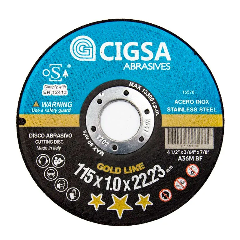Disco de Corte METAL/INOX. CIGSA 115X1 A60S-BF41